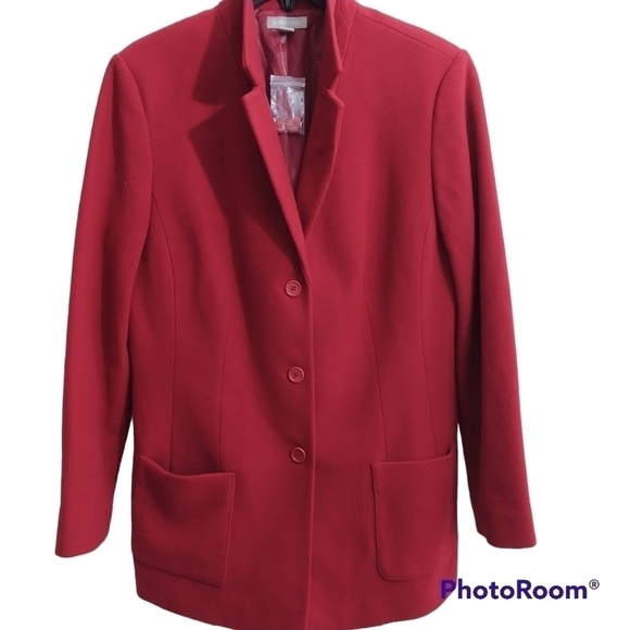 Nordstrom Red Wool/CASHMERE Coat Blazer Jacket 12 - Picture 1 of 12